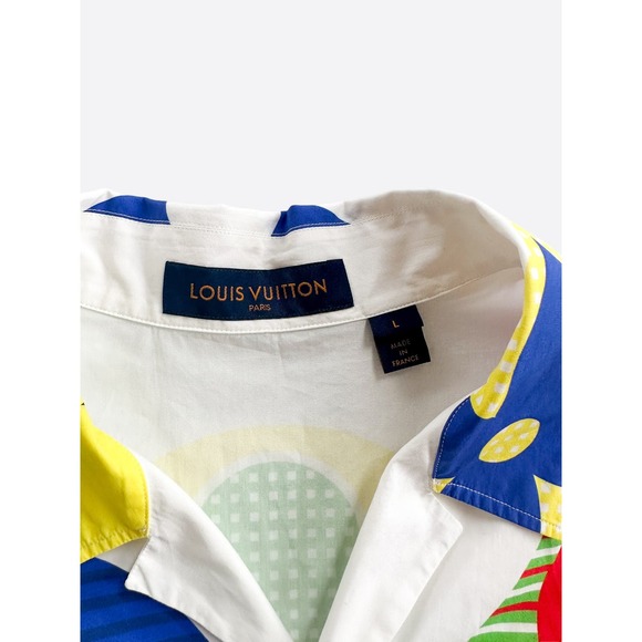 Louis Vuitton White Multicolor Flower Monogram Button Up Shirt - Picture 3 of 6